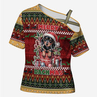 Dachshund Christmas Cross Shoulder Shirt Merry Dachmas - Wonder Print Shop