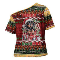 Dachshund Christmas Cross Shoulder Shirt Merry Dachmas - Wonder Print Shop