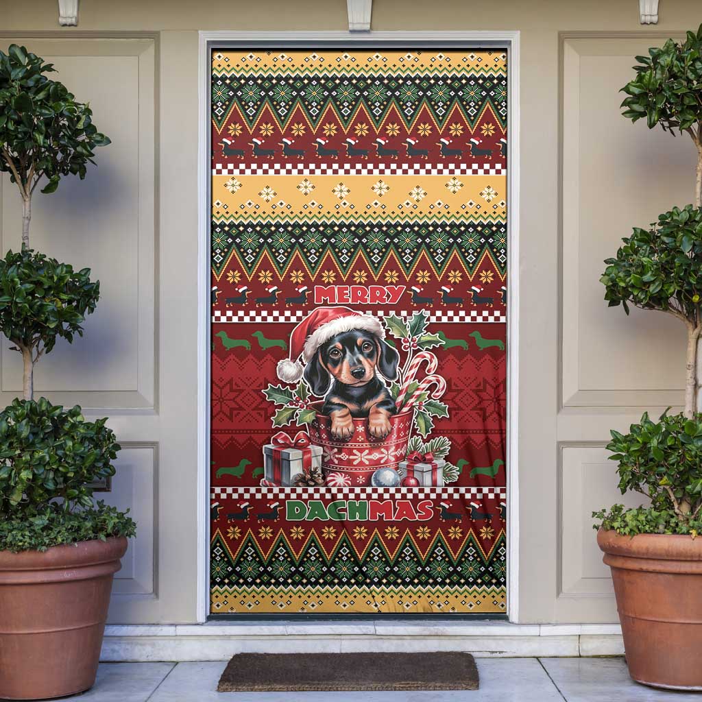 Dachshund Christmas Door Cover Merry Dachmas - Wonder Print Shop