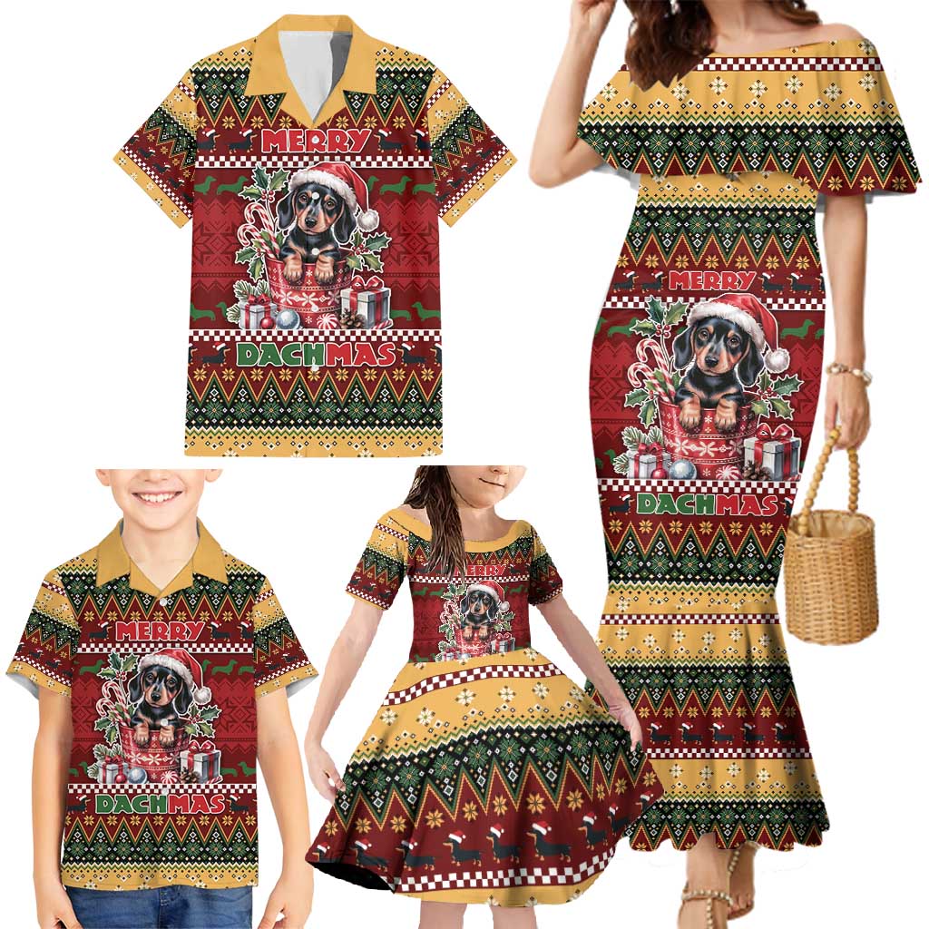Dachshund Christmas Family Matching Mermaid Dress and Hawaiian Shirt Merry Dachmas - Wonder Print Shop