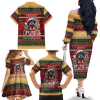 Dachshund Christmas Family Matching Off The Shoulder Long Sleeve Dress and Hawaiian Shirt Merry Dachmas - Wonder Print Shop