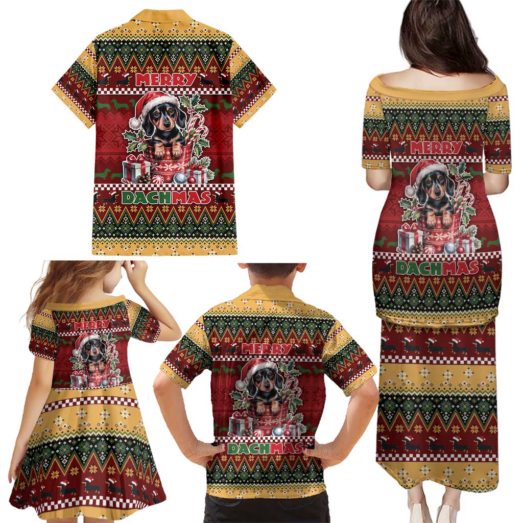Dachshund Christmas Family Matching Puletasi and Hawaiian Shirt Merry Dachmas - Wonder Print Shop