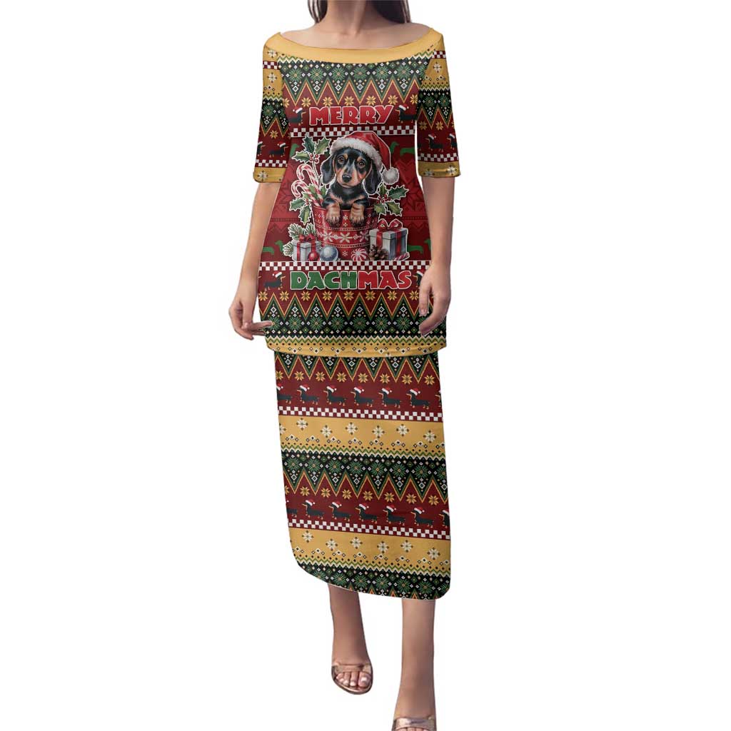 Dachshund Christmas Family Matching Puletasi and Hawaiian Shirt Merry Dachmas - Wonder Print Shop