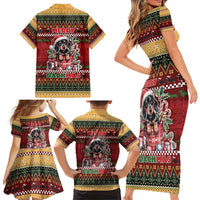 Dachshund Christmas Family Matching Short Sleeve Bodycon Dress and Hawaiian Shirt Merry Dachmas - Wonder Print Shop