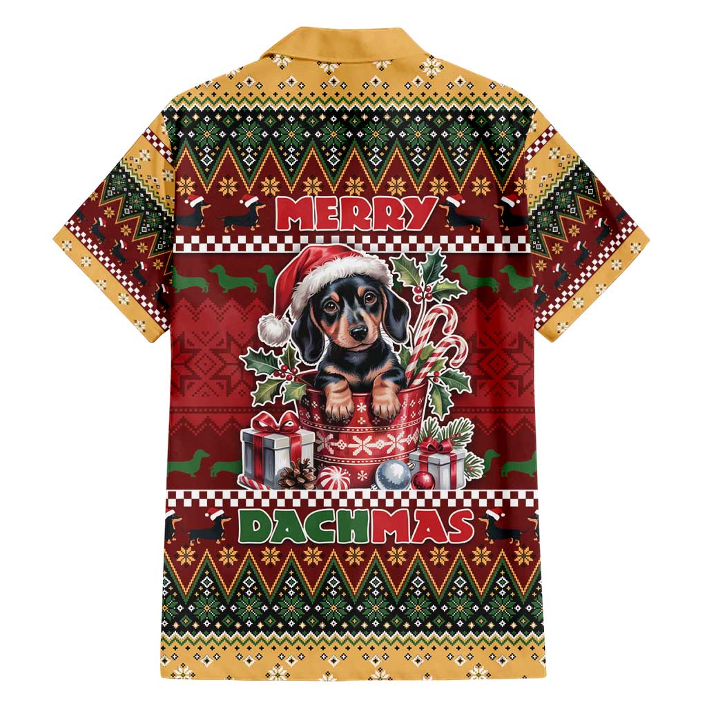Dachshund Christmas Family Matching Short Sleeve Bodycon Dress and Hawaiian Shirt Merry Dachmas - Wonder Print Shop