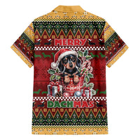 Dachshund Christmas Family Matching Short Sleeve Bodycon Dress and Hawaiian Shirt Merry Dachmas - Wonder Print Shop