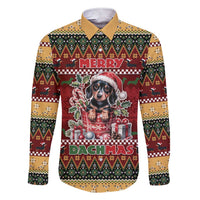 Dachshund Christmas Family Matching Short Sleeve Bodycon Dress and Hawaiian Shirt Merry Dachmas - Wonder Print Shop