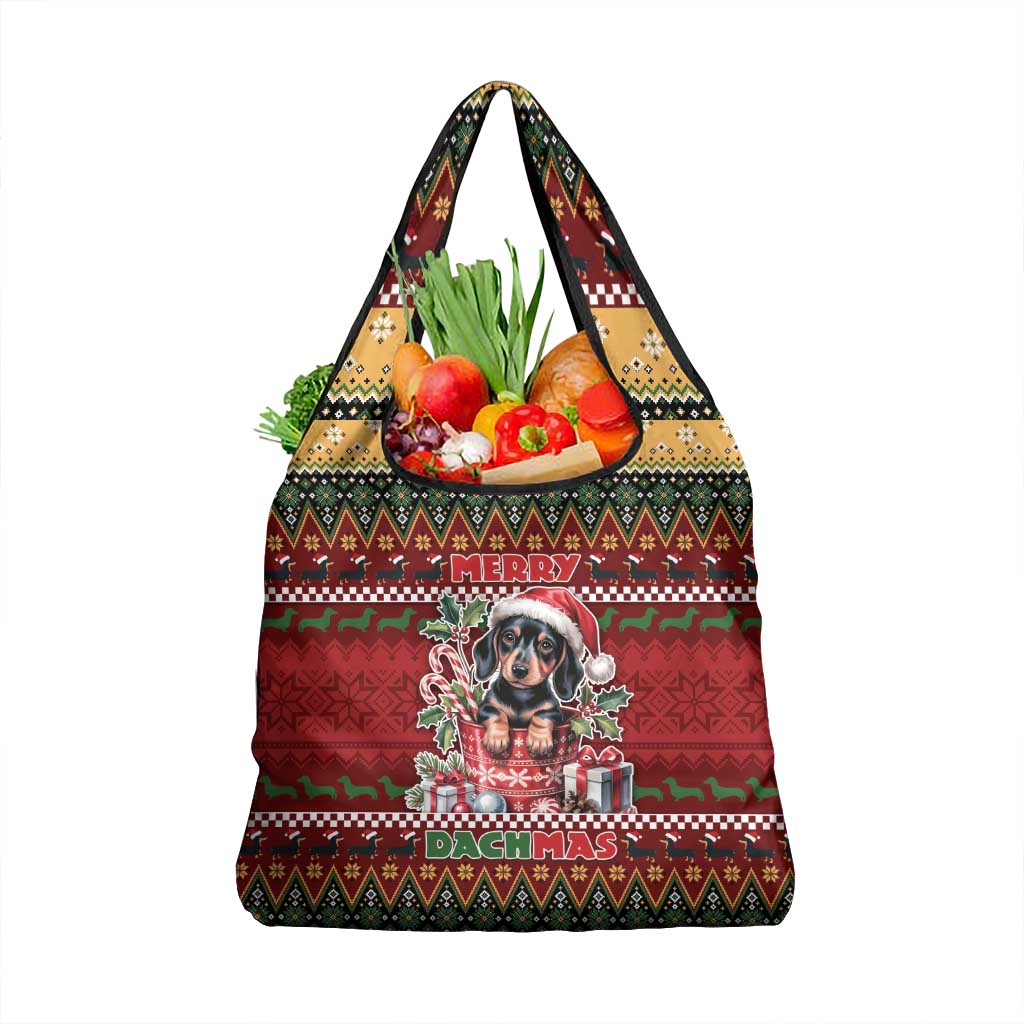 Dachshund Christmas Grocery Bag Merry Dachmas - Wonder Print Shop