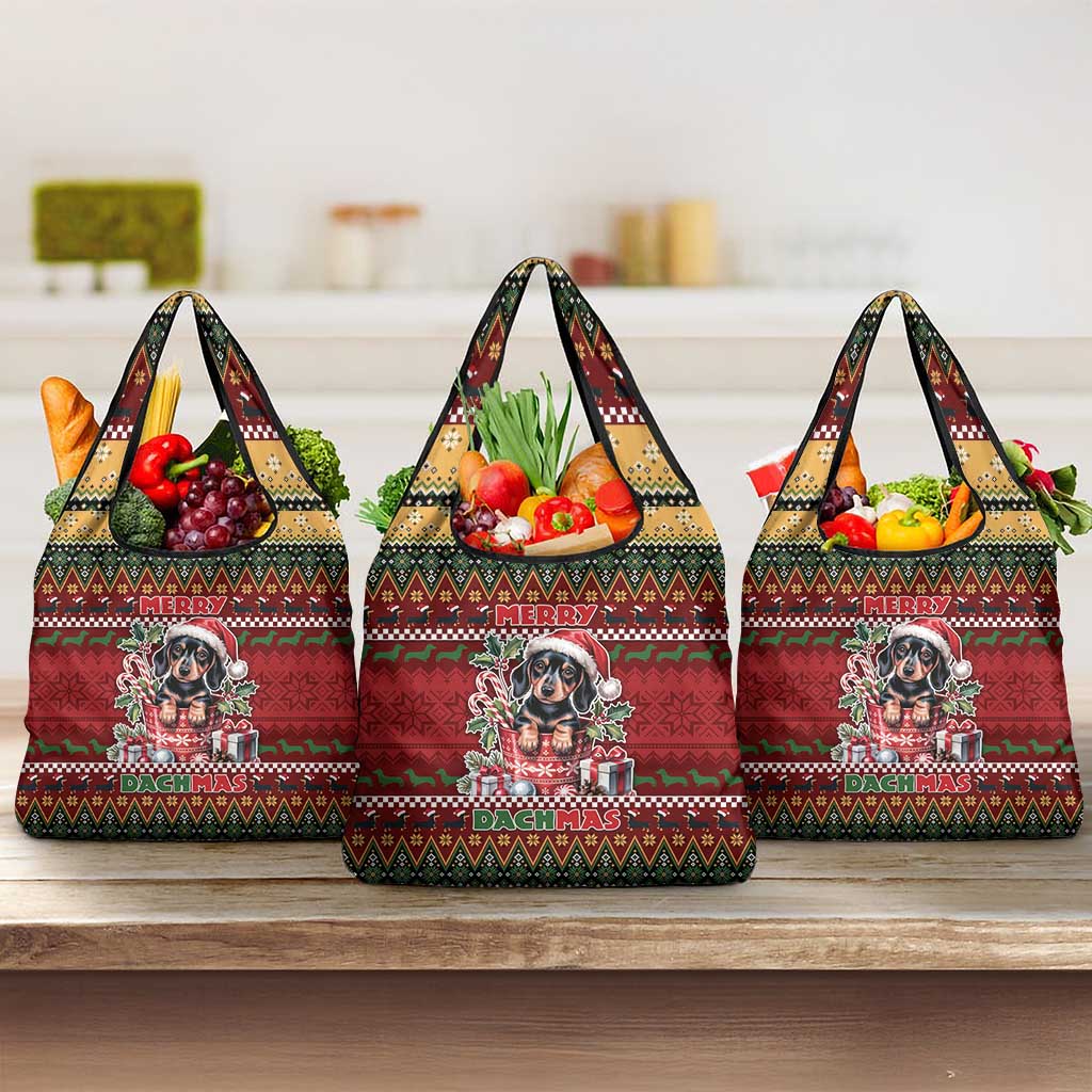 Dachshund Christmas Grocery Bag Merry Dachmas - Wonder Print Shop