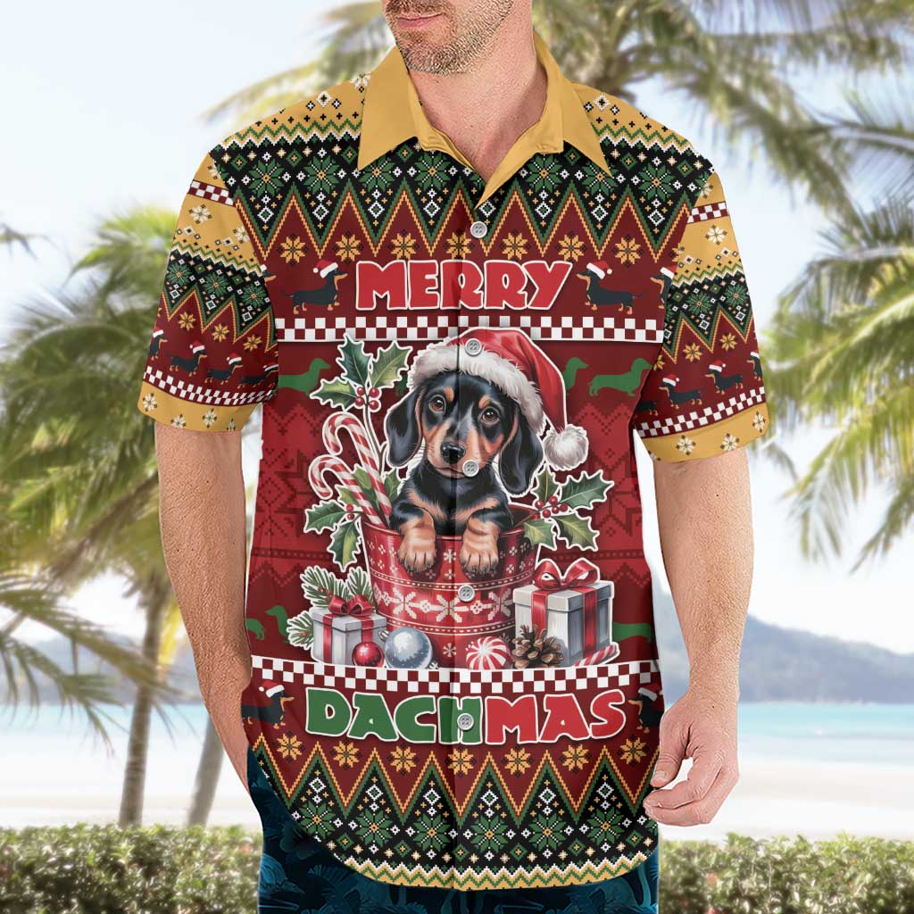 Dachshund Christmas Hawaiian Shirt Merry Dachmas - Wonder Print Shop