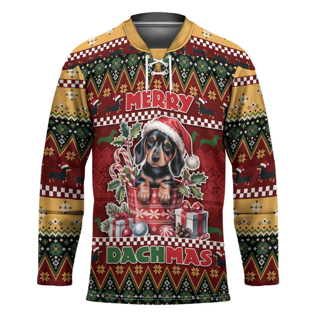 Dachshund Christmas Hockey Jersey Merry Dachmas - Wonder Print Shop