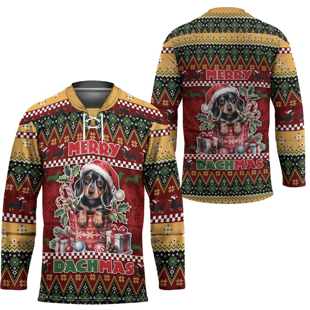 Dachshund Christmas Hockey Jersey Merry Dachmas - Wonder Print Shop
