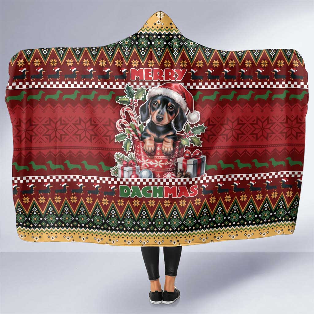 Dachshund Christmas Hooded Blanket Merry Dachmas - Wonder Print Shop