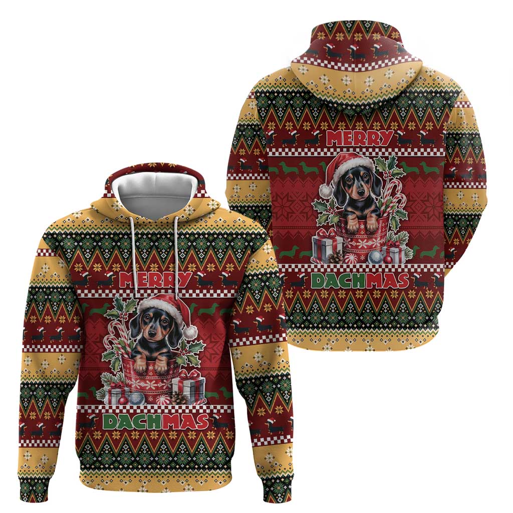 Dachshund Christmas Hoodie Merry Dachmas - Wonder Print Shop