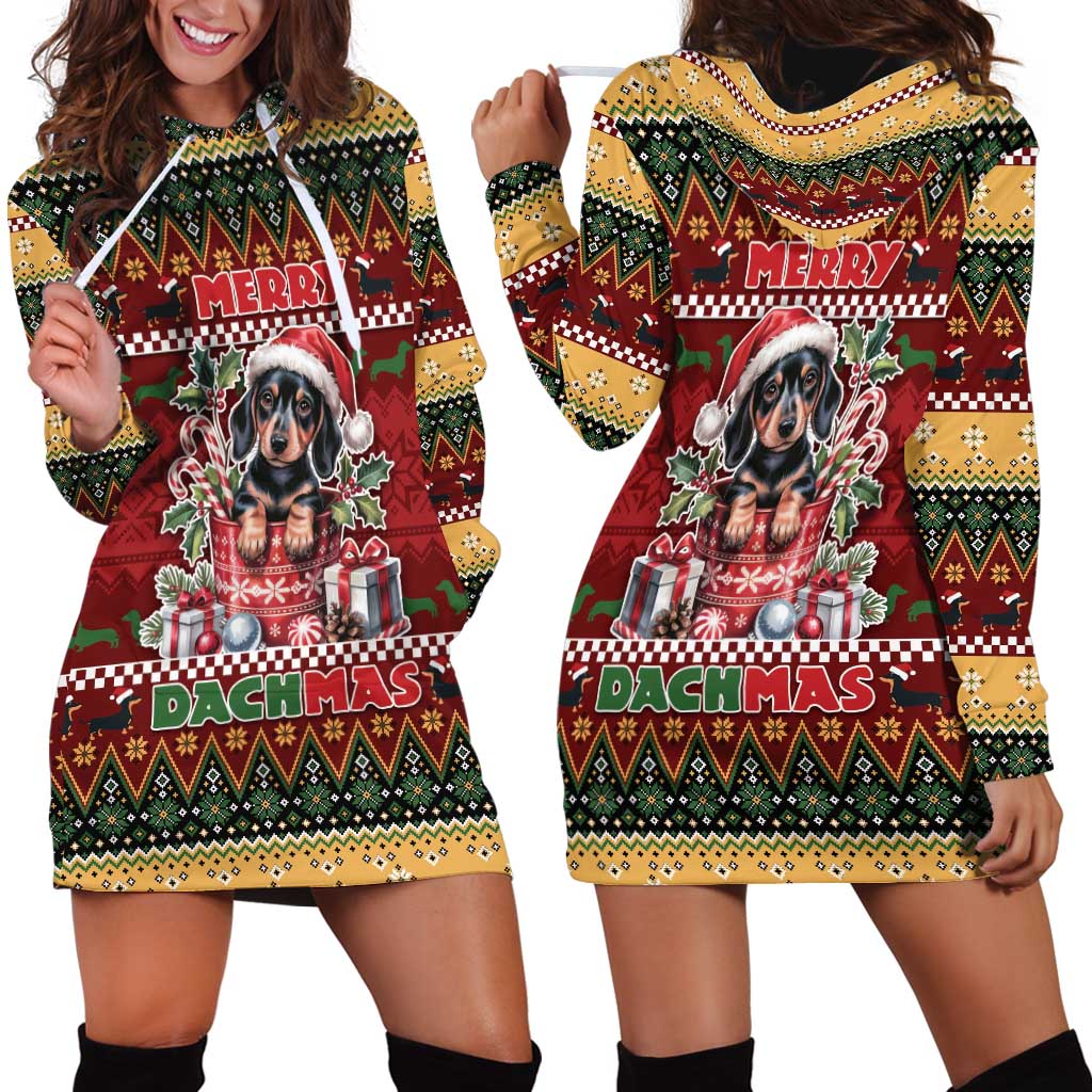 Dachshund Christmas Hoodie Dress Merry Dachmas - Wonder Print Shop