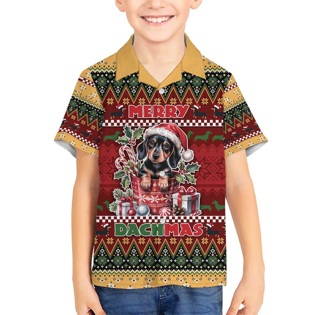 Dachshund Christmas Kid Hawaiian Shirt Merry Dachmas - Wonder Print Shop