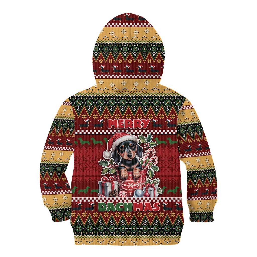 Dachshund Christmas Kid Hoodie Merry Dachmas - Wonder Print Shop