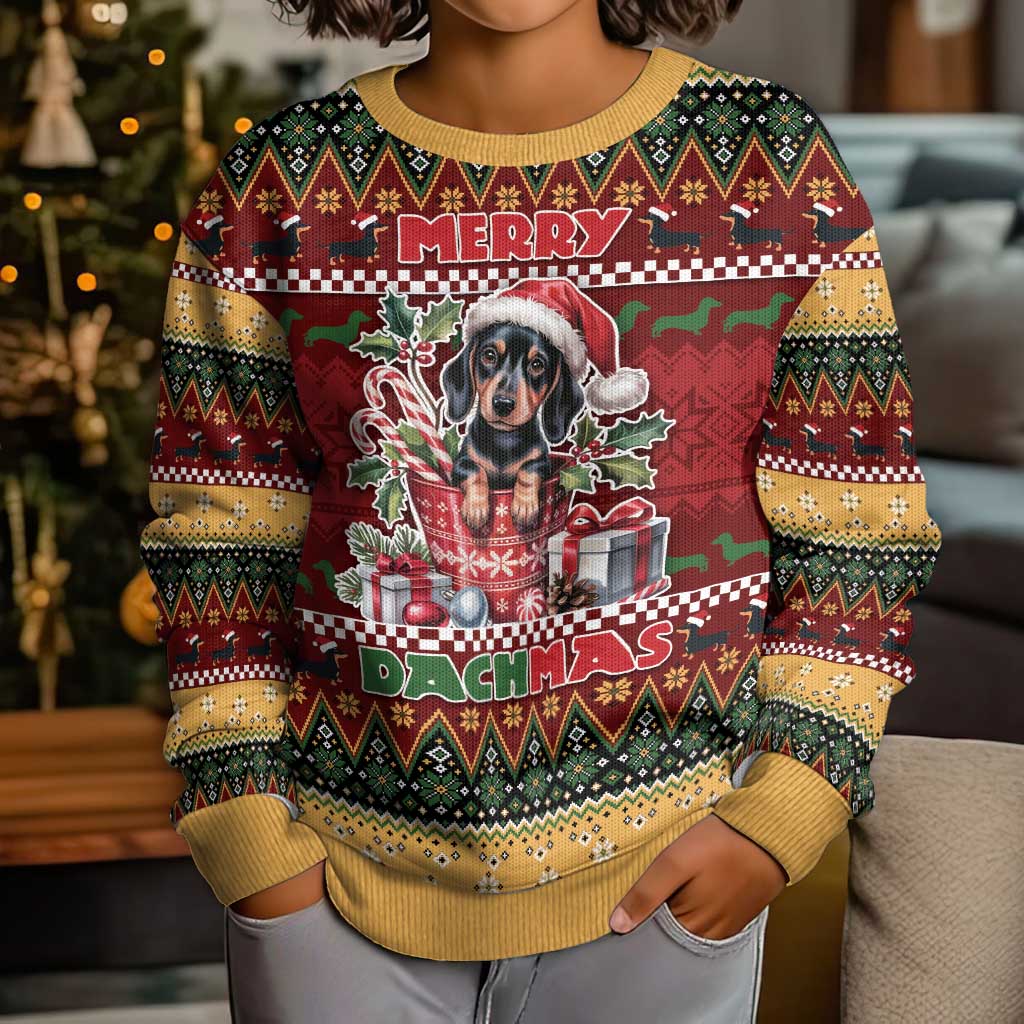 Dachshund Christmas Kid Ugly Christmas Sweater Merry Dachmas - Wonder Print Shop