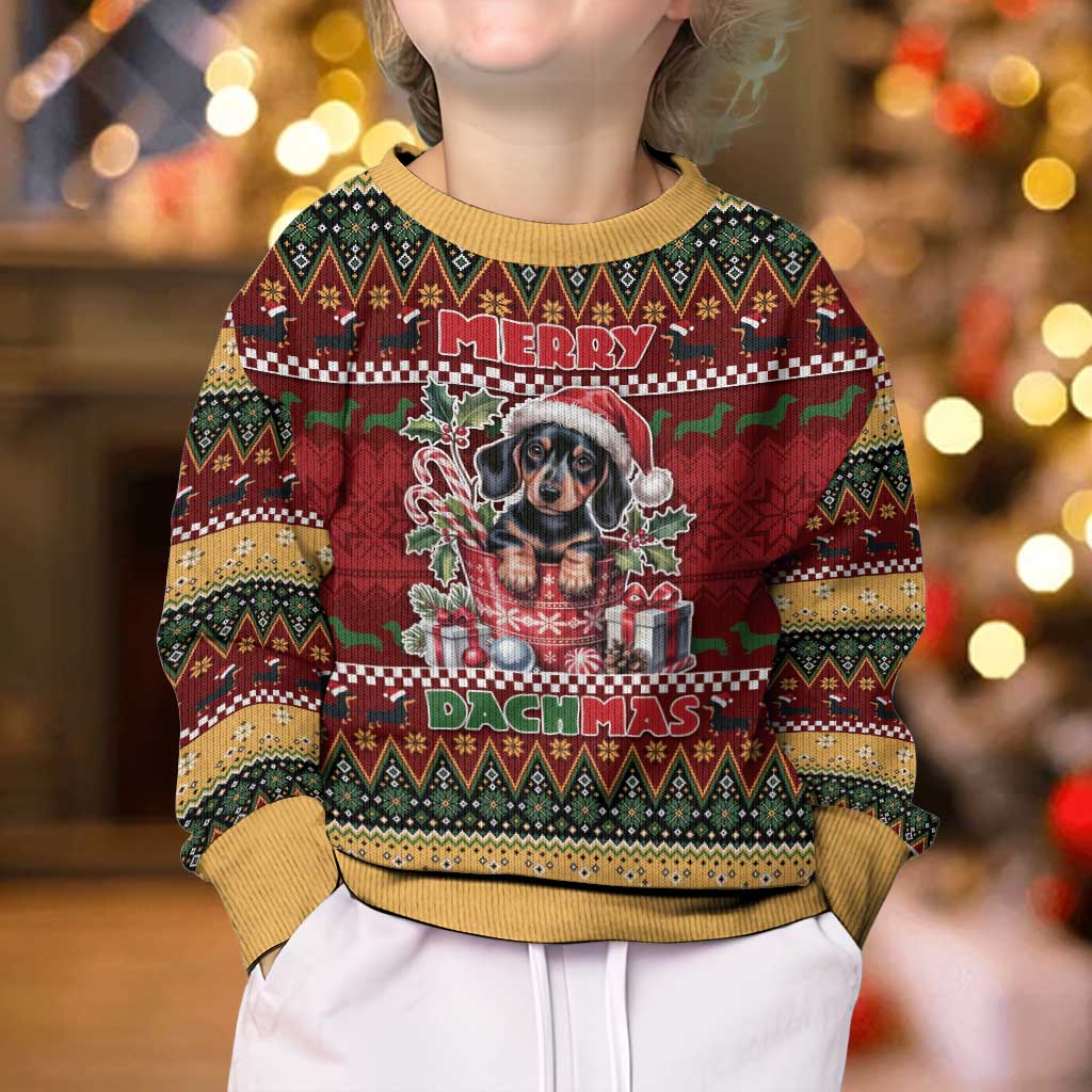 Dachshund Christmas Kid Ugly Christmas Sweater Merry Dachmas - Wonder Print Shop