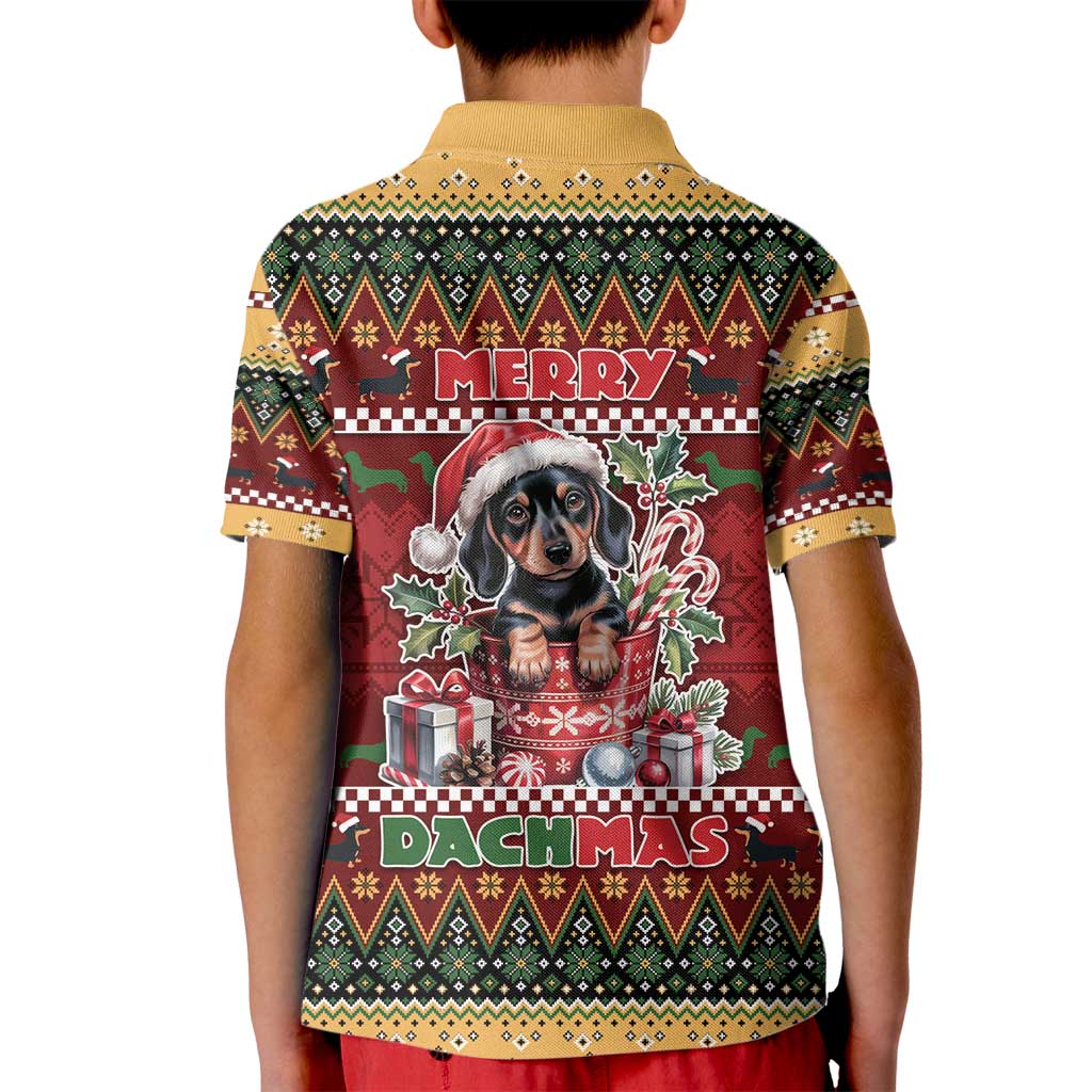 Dachshund Christmas Kid Polo Shirt Merry Dachmas - Wonder Print Shop