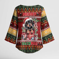 Dachshund Christmas Kimono Sleeve Blouse Merry Dachmas - Wonder Print Shop