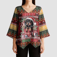 Dachshund Christmas Kimono Sleeve Blouse Merry Dachmas - Wonder Print Shop