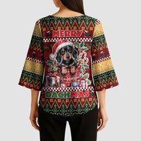 Dachshund Christmas Kimono Sleeve Blouse Merry Dachmas - Wonder Print Shop
