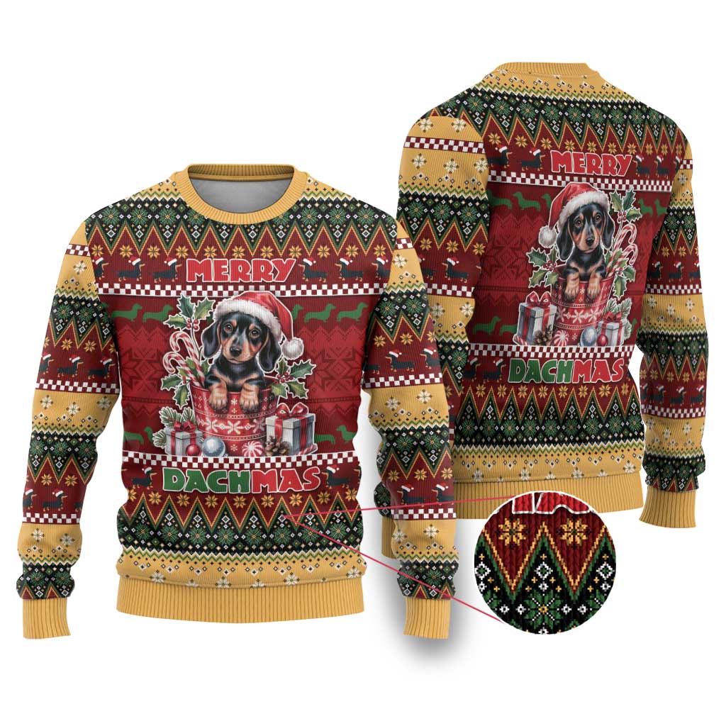 Dachshund Christmas Ugly Christmas Sweater Merry Dachmas - Wonder Print Shop