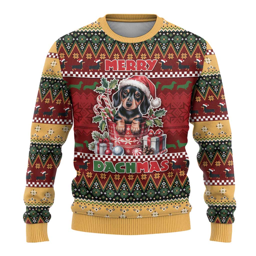 Dachshund Christmas Ugly Christmas Sweater Merry Dachmas - Wonder Print Shop