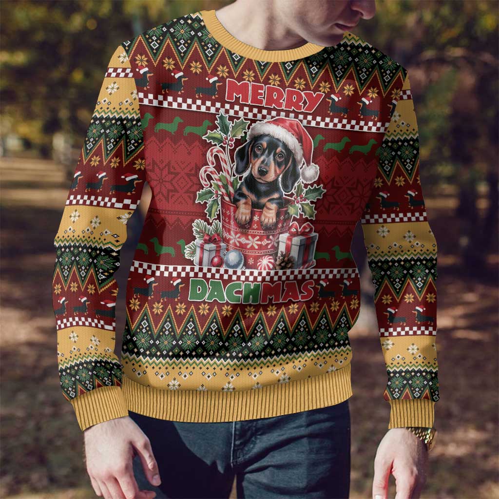 Dachshund Christmas Ugly Christmas Sweater Merry Dachmas - Wonder Print Shop
