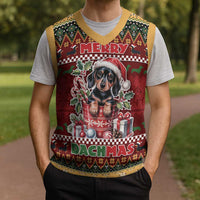 Dachshund Christmas Knitted V-Neck Vest Merry Dachmas - Wonder Print Shop