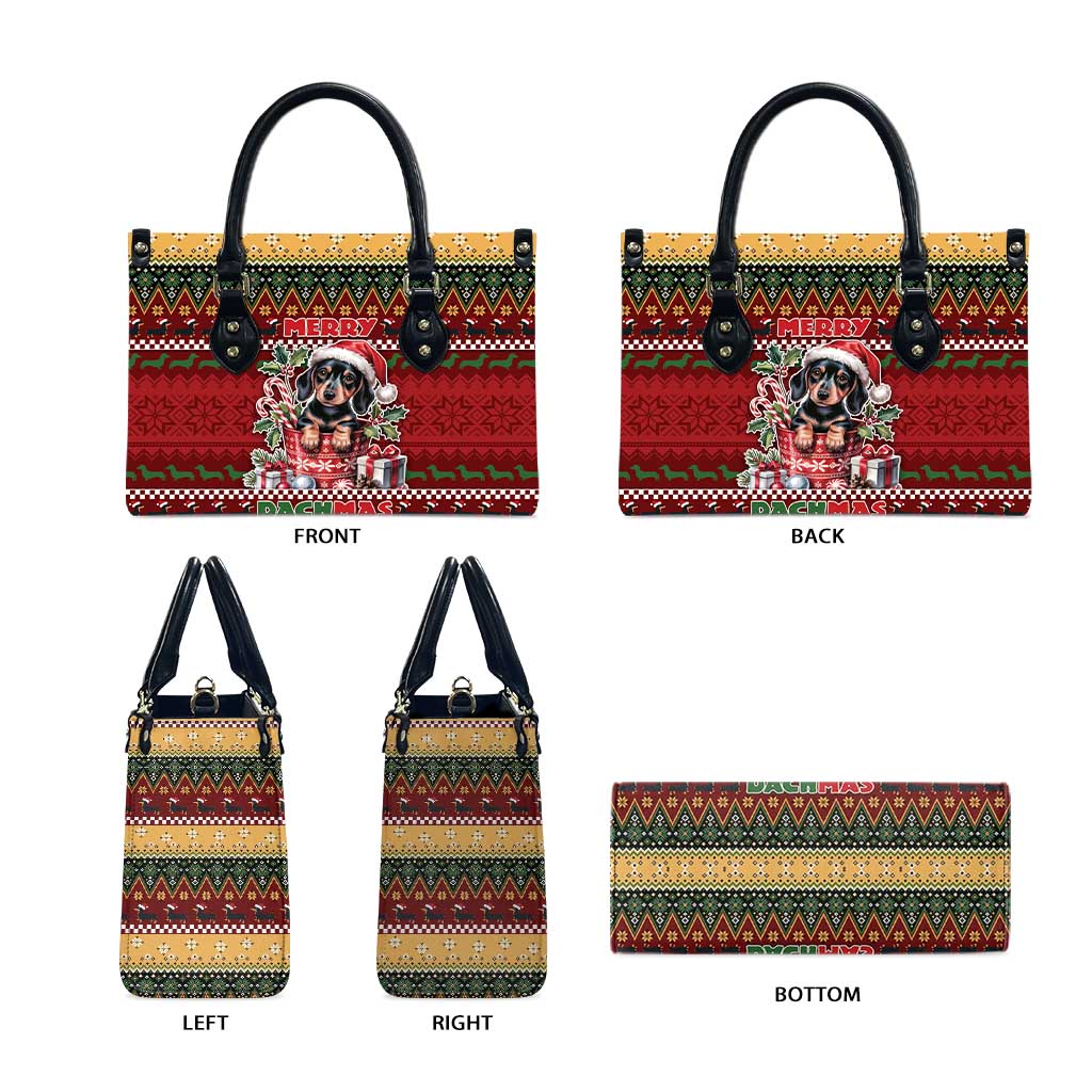 Dachshund Christmas Leather Bag Merry Dachmas - Wonder Print Shop