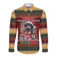 Dachshund Christmas Long Sleeve Button Shirt Merry Dachmas - Wonder Print Shop