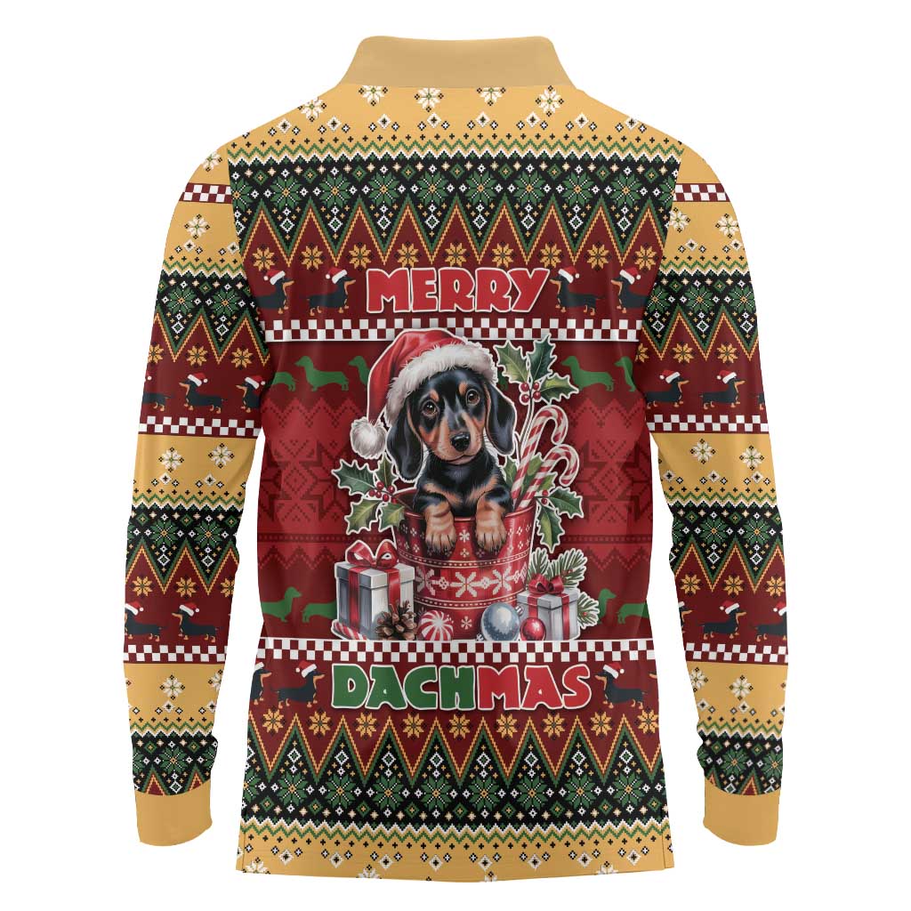 Dachshund Christmas Long Sleeve Polo Shirt Merry Dachmas - Wonder Print Shop