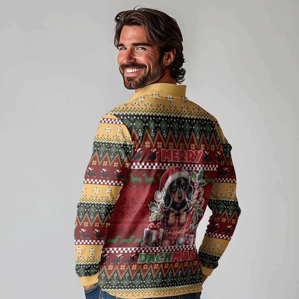Dachshund Christmas Long Sleeve Polo Shirt Merry Dachmas - Wonder Print Shop