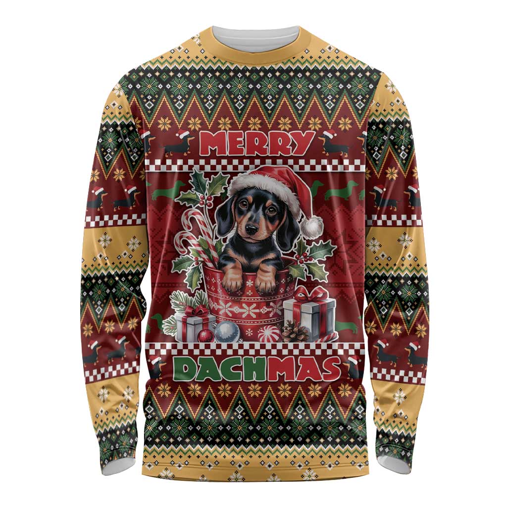 Dachshund Christmas Long Sleeve Shirt Merry Dachmas - Wonder Print Shop