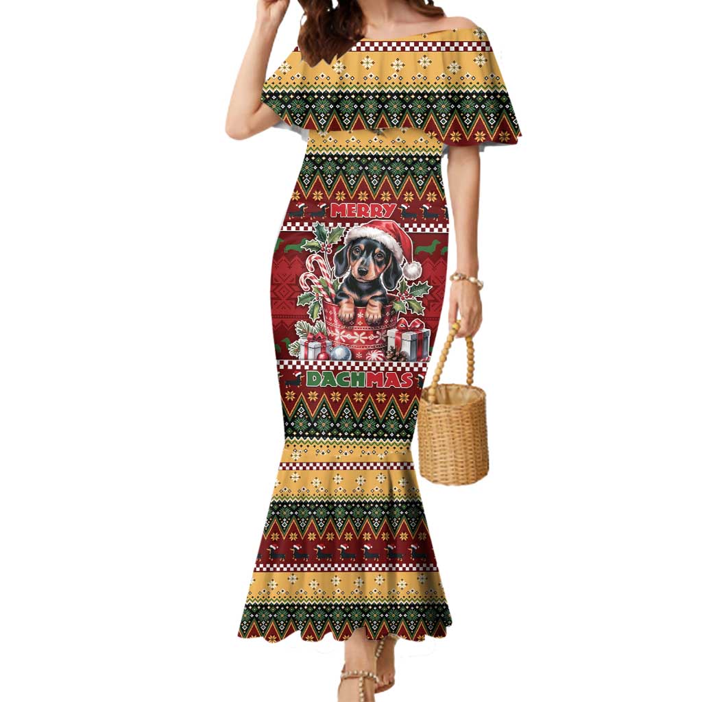 Dachshund Christmas Mermaid Dress Merry Dachmas - Wonder Print Shop