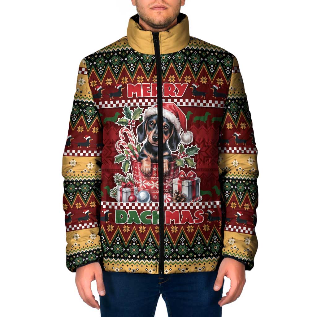 Dachshund Christmas Padded Jacket Merry Dachmas - Wonder Print Shop