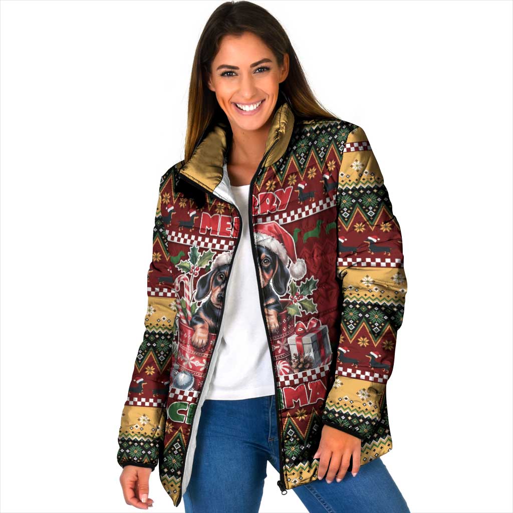 Dachshund Christmas Padded Jacket Merry Dachmas - Wonder Print Shop