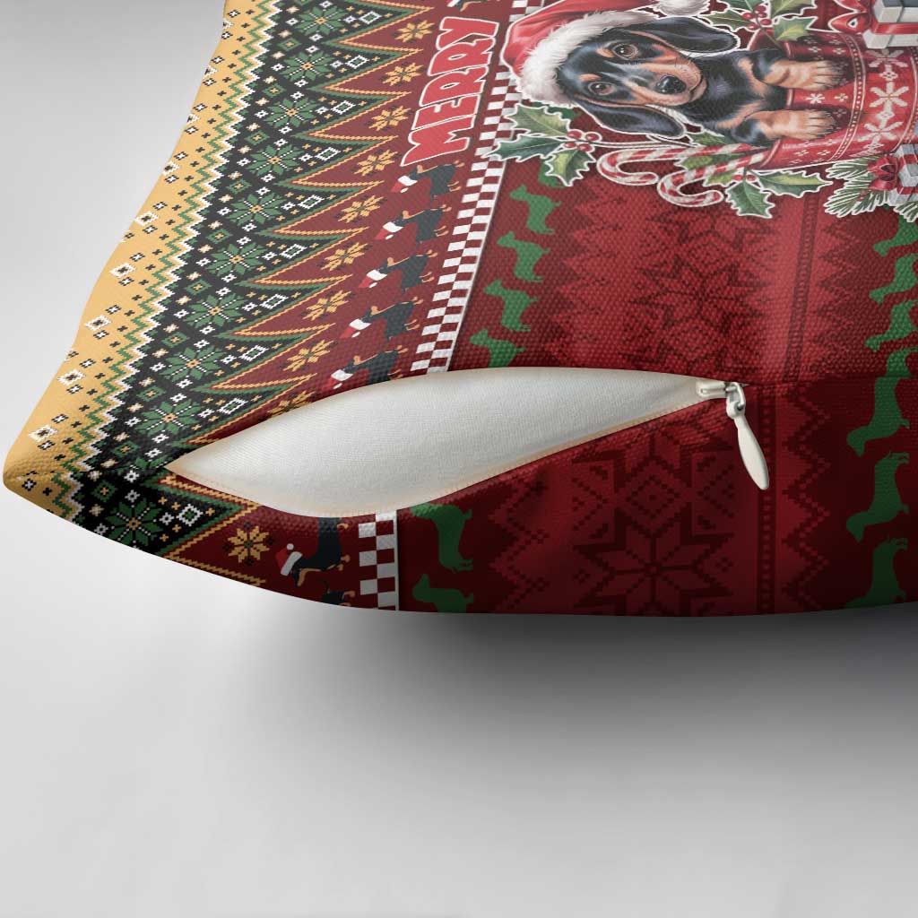 Dachshund Christmas Pillow Cover Merry Dachmas - Wonder Print Shop