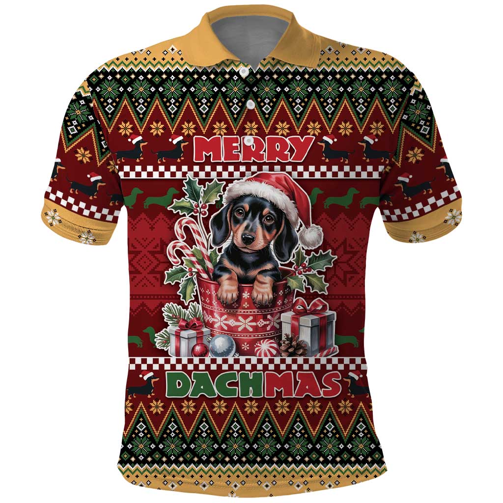 Dachshund Christmas Polo Shirt Merry Dachmas - Wonder Print Shop