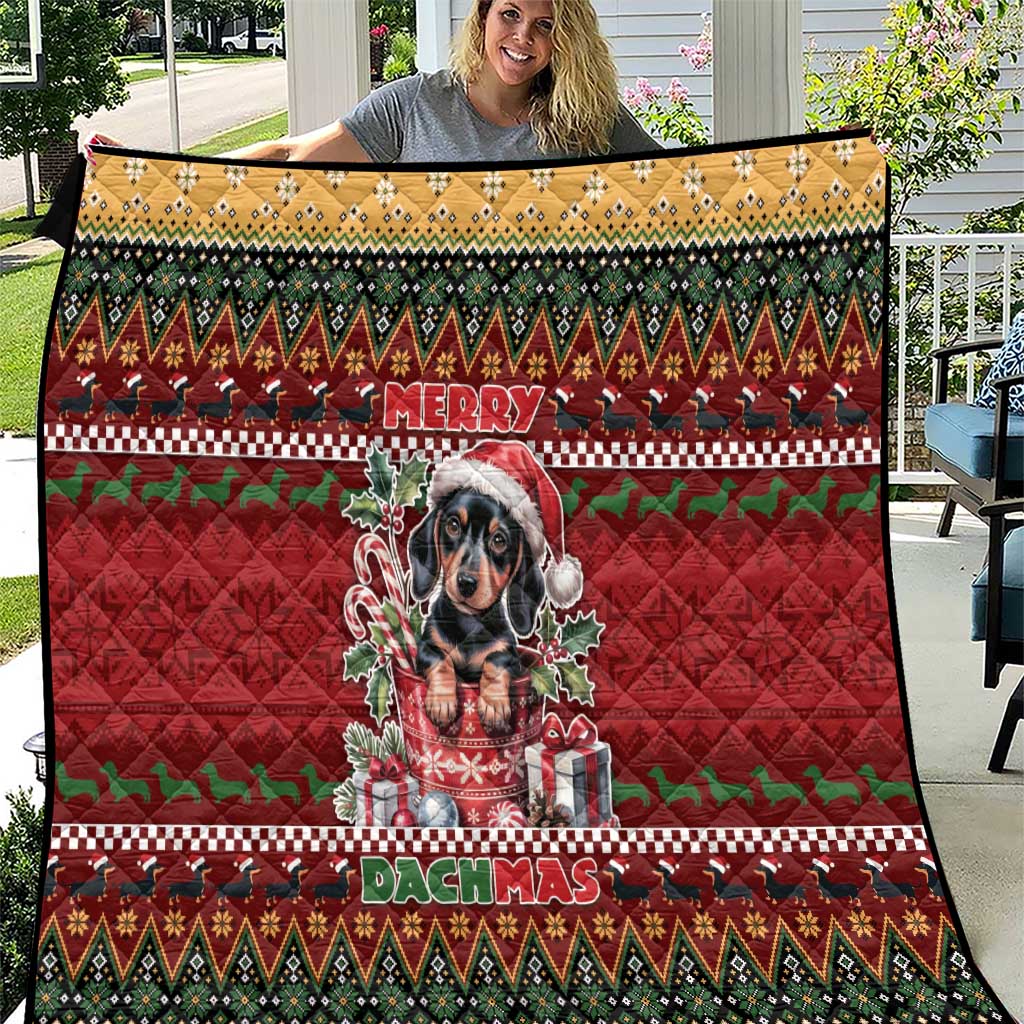Dachshund Christmas Quilt Merry Dachmas - Wonder Print Shop