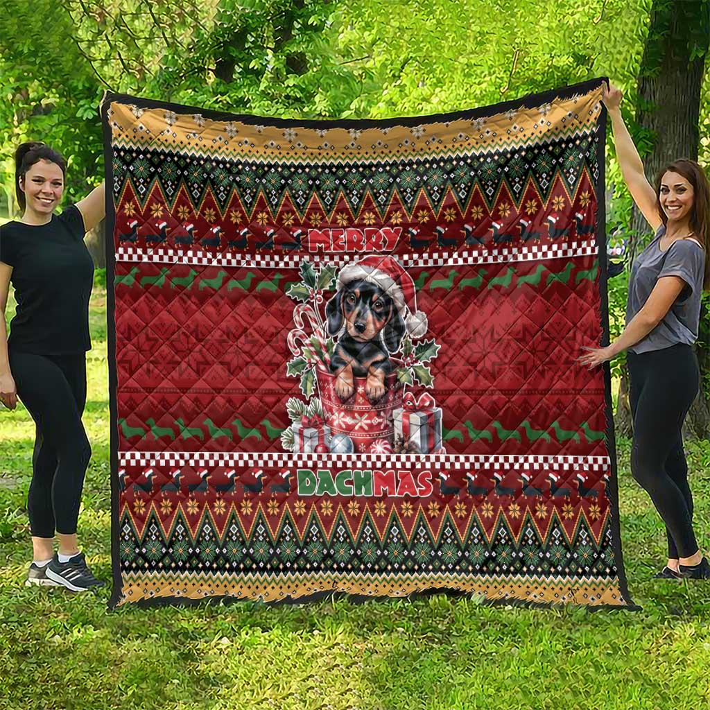 Dachshund Christmas Quilt Merry Dachmas - Wonder Print Shop