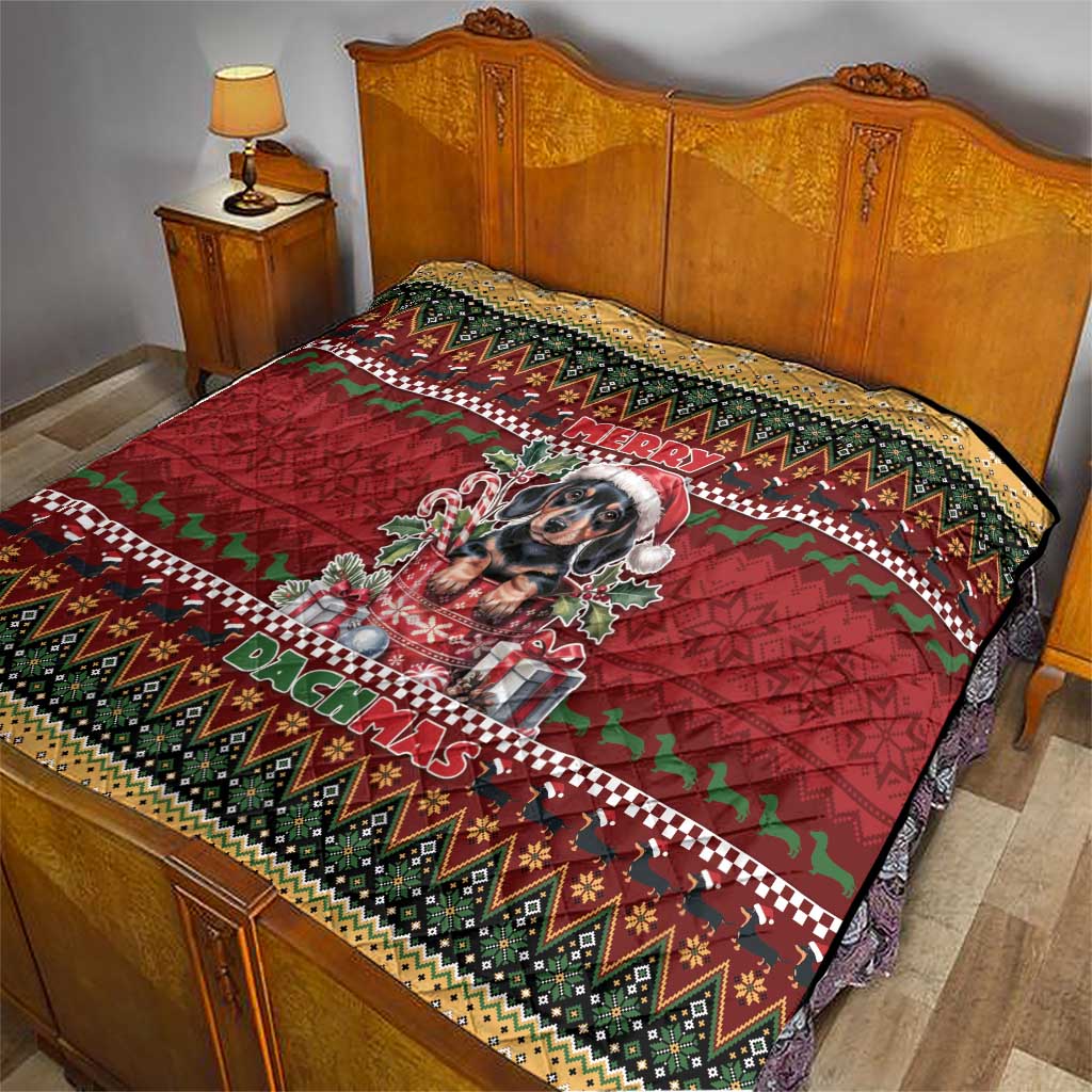 Dachshund Christmas Quilt Merry Dachmas - Wonder Print Shop