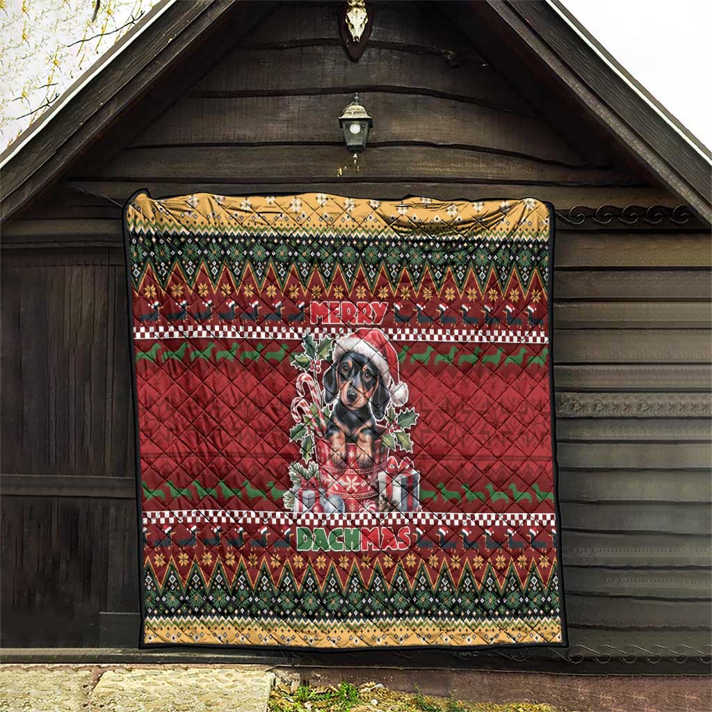 Dachshund Christmas Quilt Merry Dachmas - Wonder Print Shop