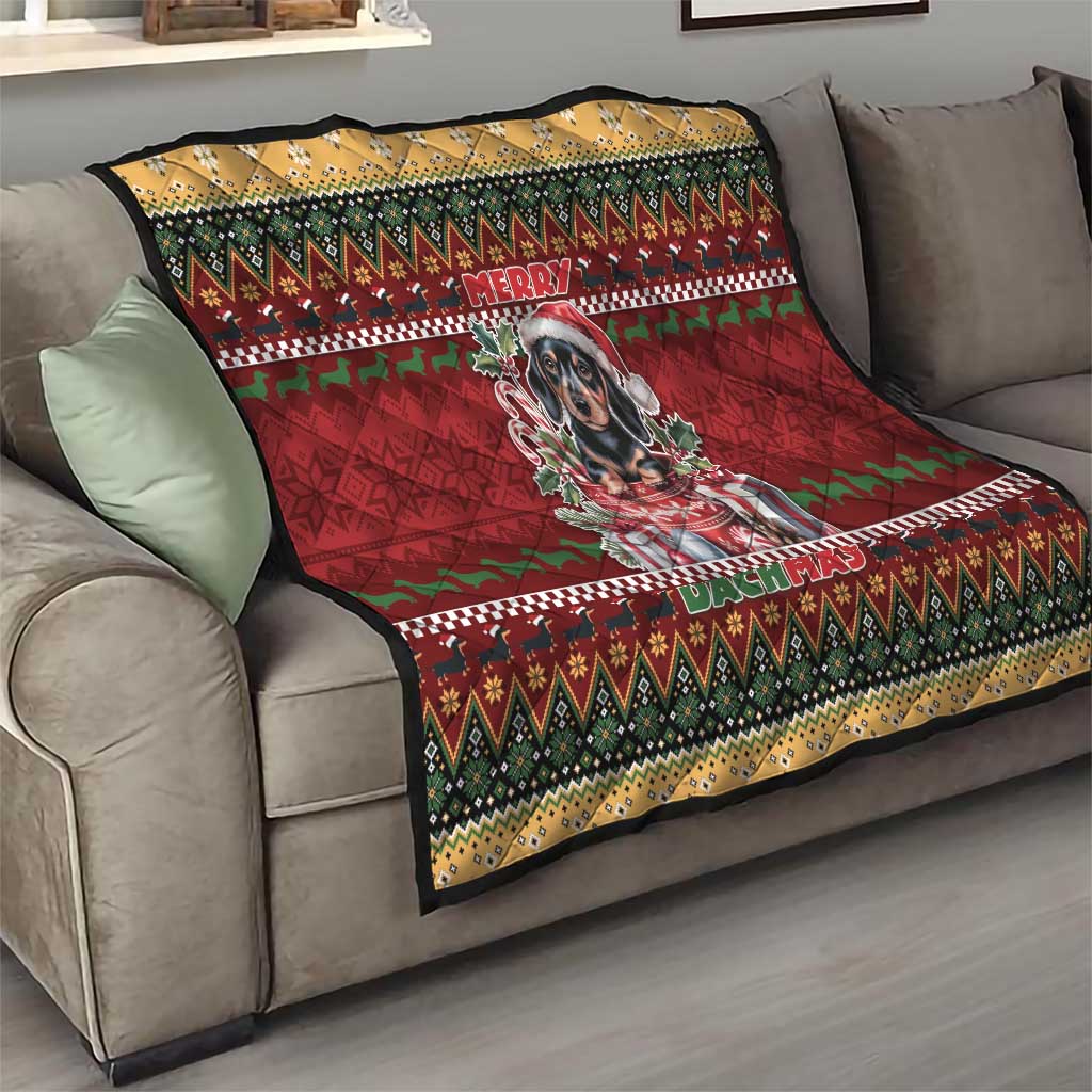 Dachshund Christmas Quilt Merry Dachmas - Wonder Print Shop