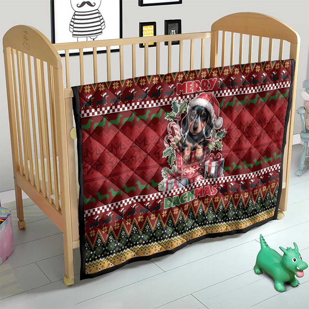 Dachshund Christmas Quilt Merry Dachmas - Wonder Print Shop