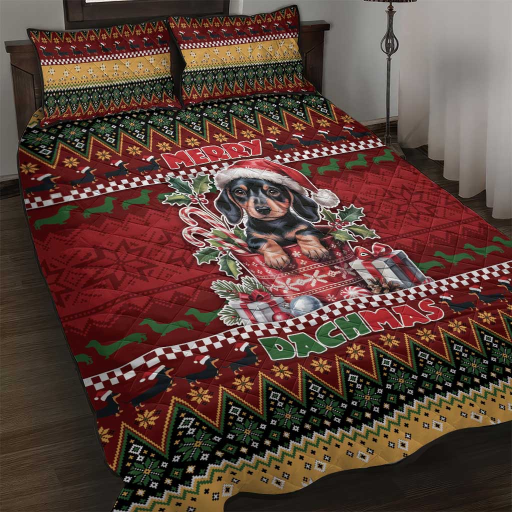 Dachshund Christmas Quilt Bed Set Merry Dachmas - Wonder Print Shop