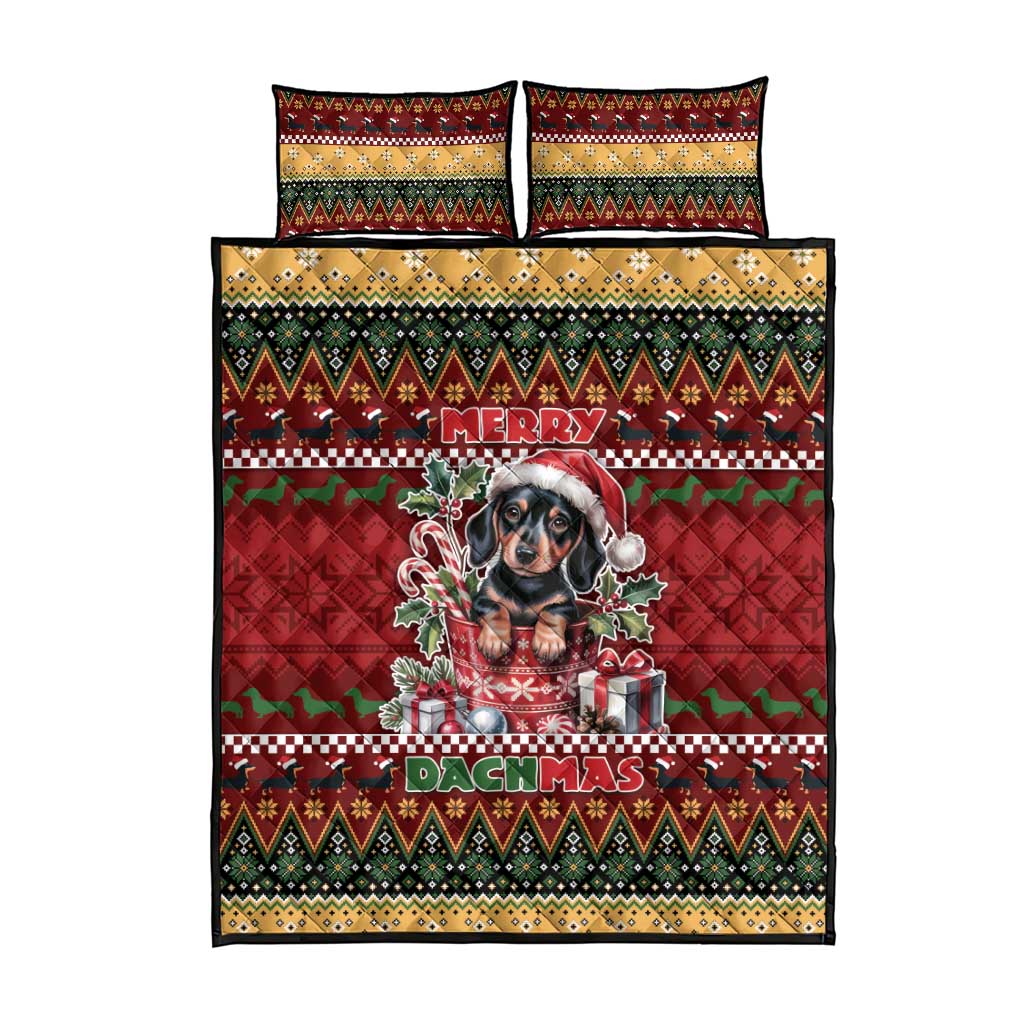 Dachshund Christmas Quilt Bed Set Merry Dachmas - Wonder Print Shop