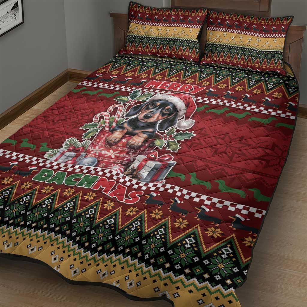 Dachshund Christmas Quilt Bed Set Merry Dachmas - Wonder Print Shop